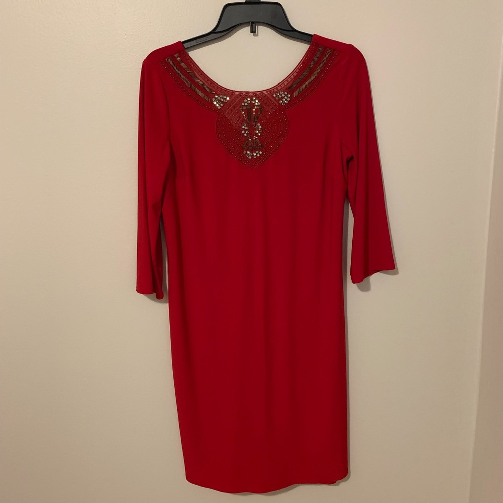 Red dress.